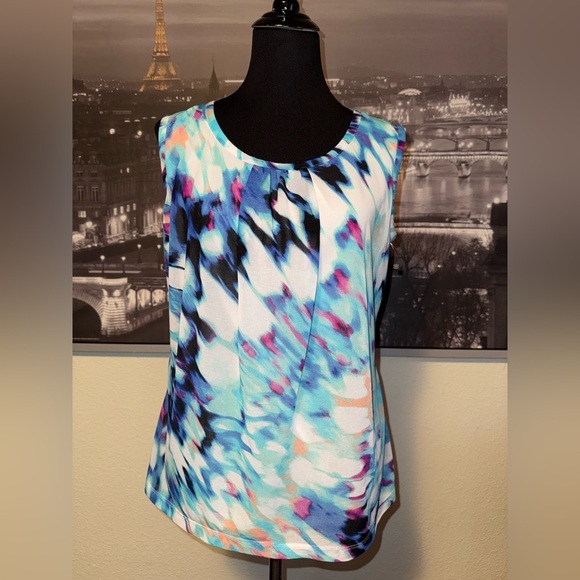 Worthington Blue and Pink Women's sleeveless top size PL - Picture 1 of 5